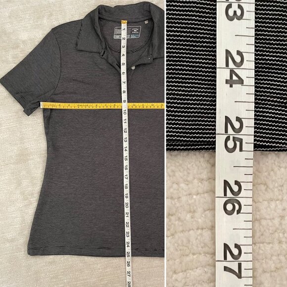 Cutter & Buck Womens Sz M Polo Shirt Gray Striped Moisture Wicking Top - Picture 7 of 9